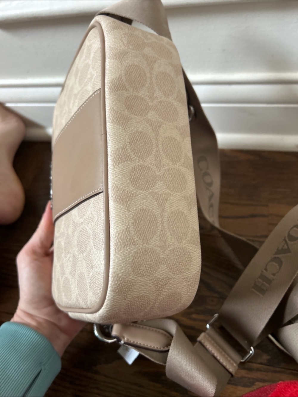 NWT Coach Jamie Camera Bag Siganture Canvas With Stripe CZ185 Sand/Taupe Stripe - Picture 10 of 13